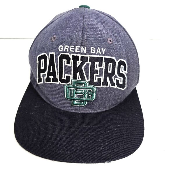 VTG Mitchell & Ness Green Bay Packers Wool Blend Snap Back Cap Hat - Picture 1 of 12